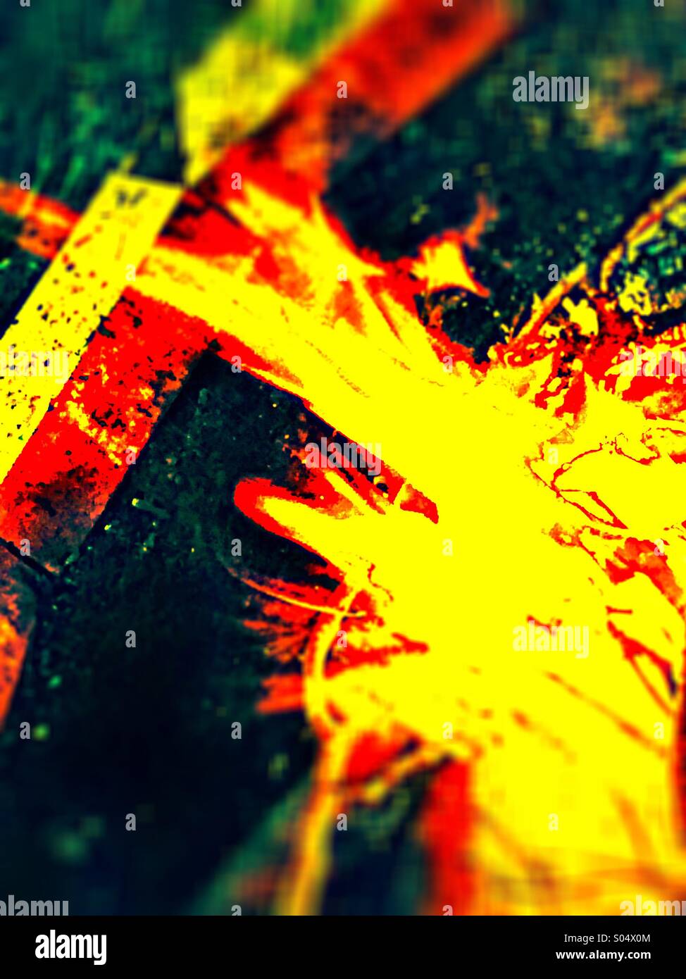 Flames from garden fire - Smartphone Captured Stock Image