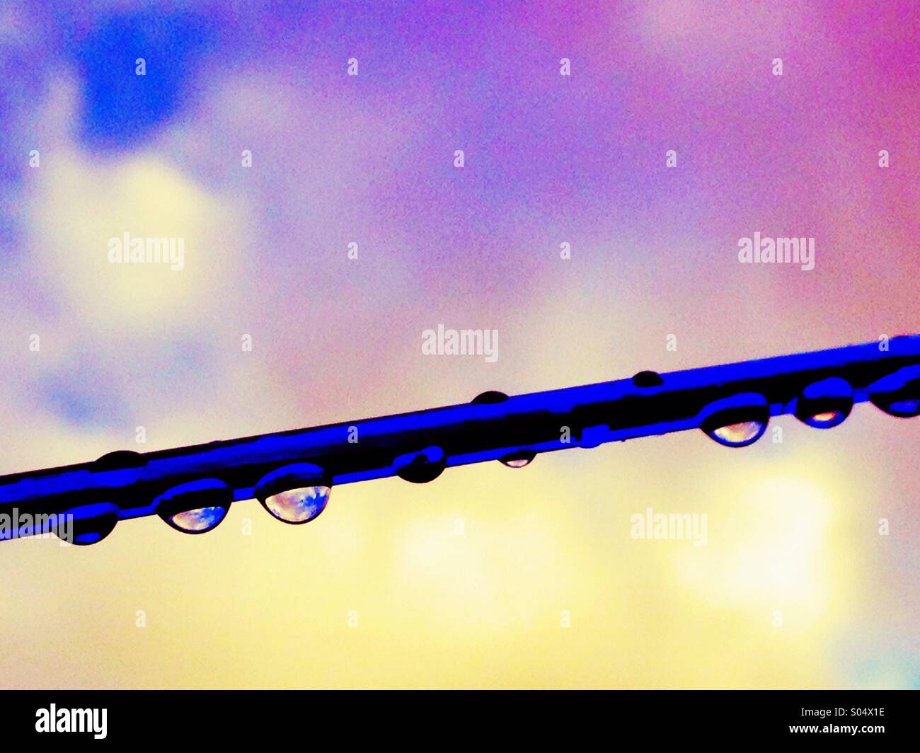 Raindrops on the Line - Smartphone Captured Stock Image