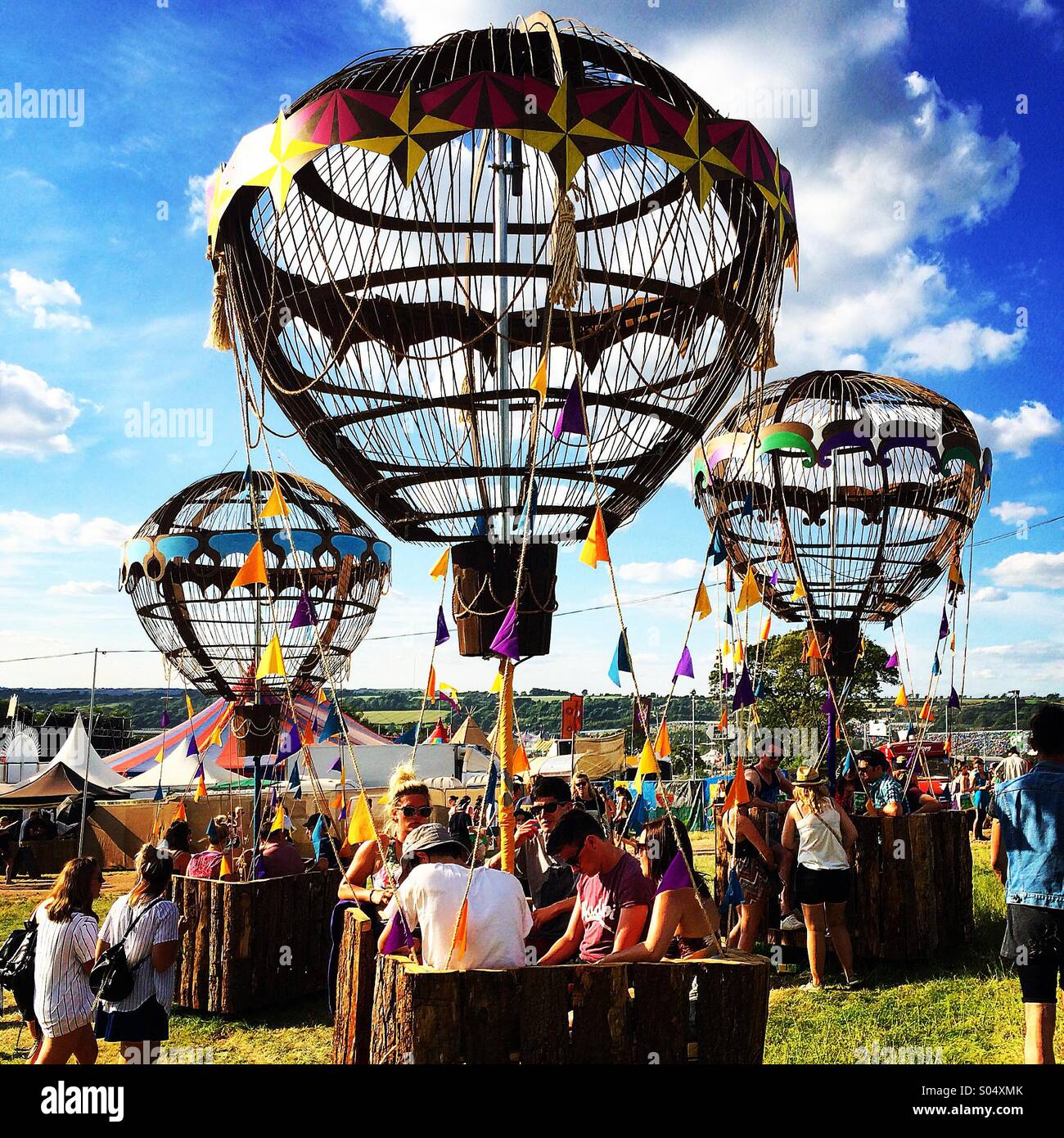 Balloon Seating, Park Stage, Glastonbury Festival Stock Photo Alamy