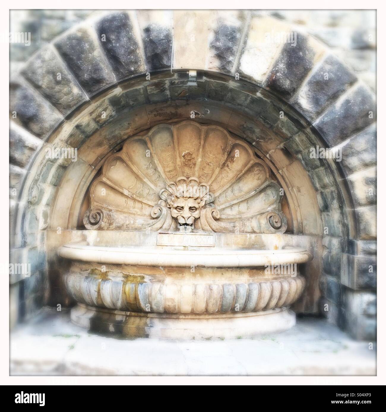 Water Fountain, Radda in Chianti, Chianti, Tuscany, Italy - Smartphone Captured Stock Image