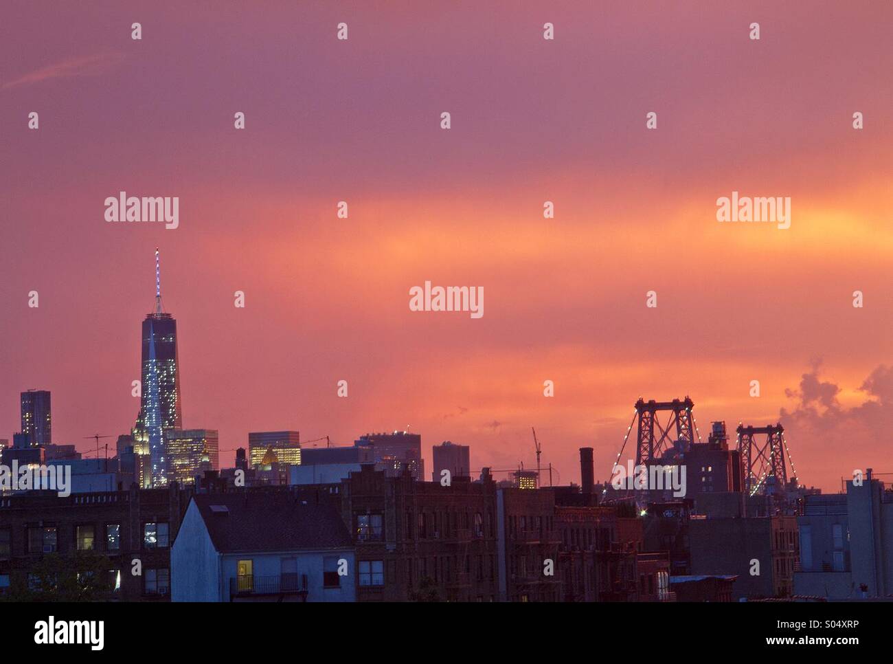NYC sunset from Brooklyn Stock Photo