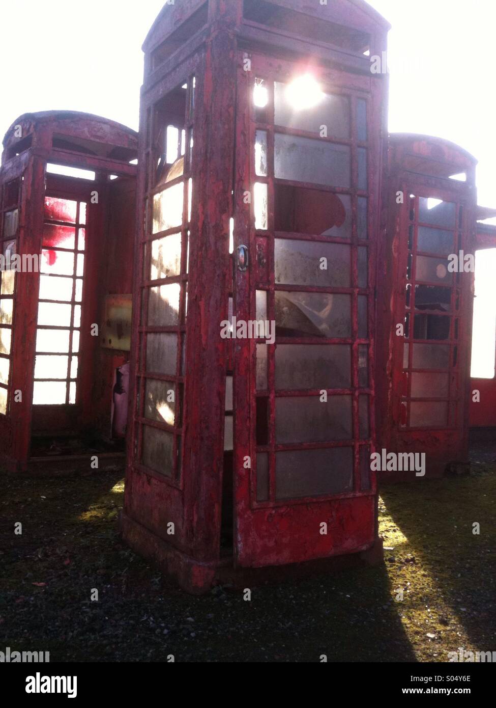 Old British phone boxes Stock Photo