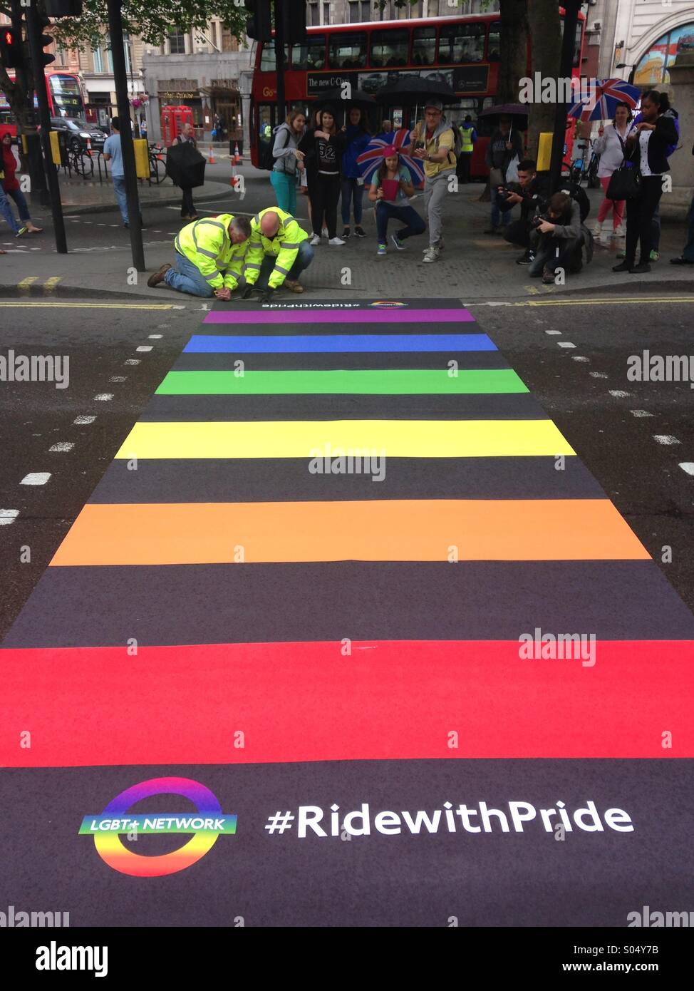 London's first Rainbow Pedestrian Crossing Stock Photo
