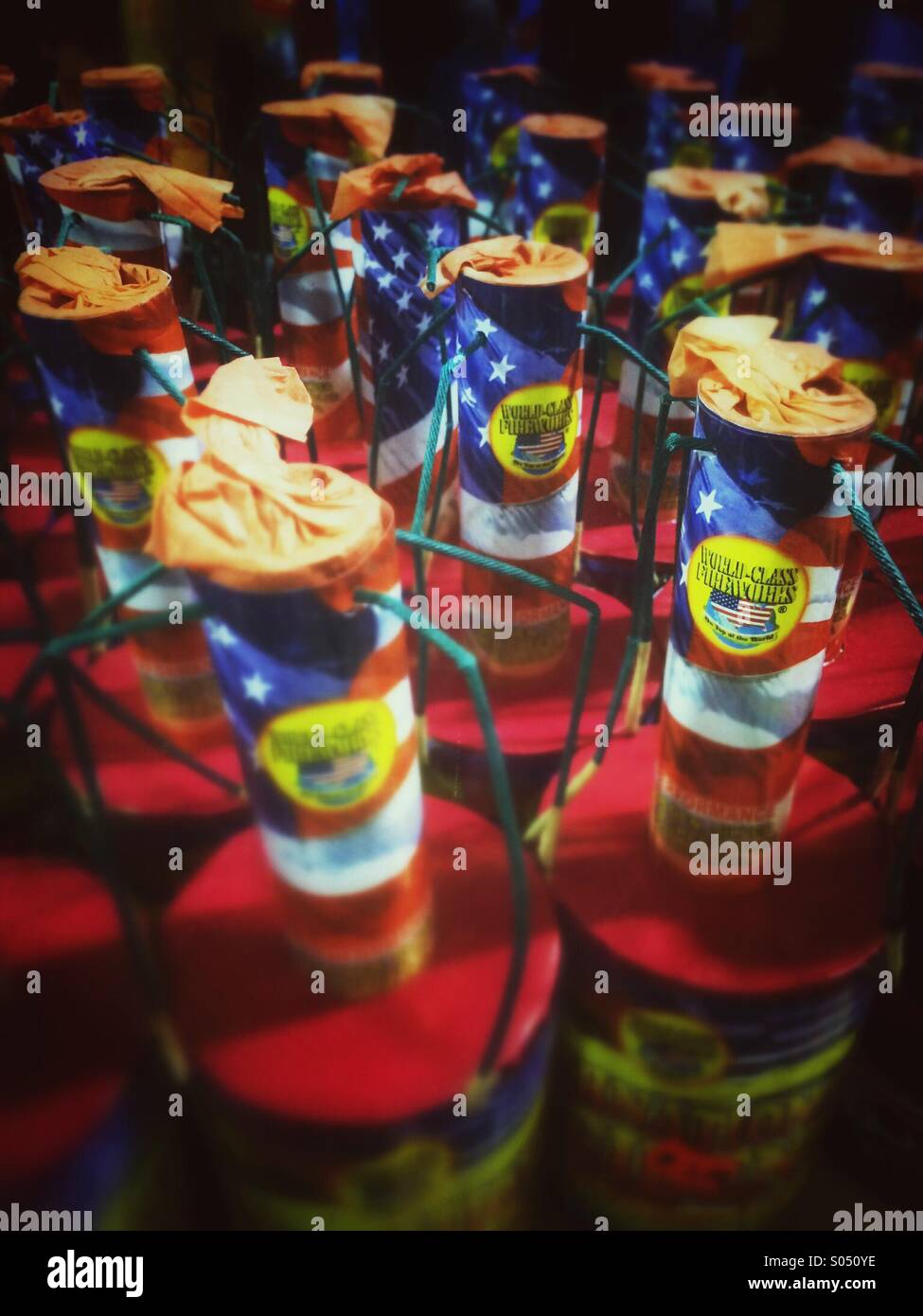 A collection of fireworks for sale - Smartphone Captured Stock Image