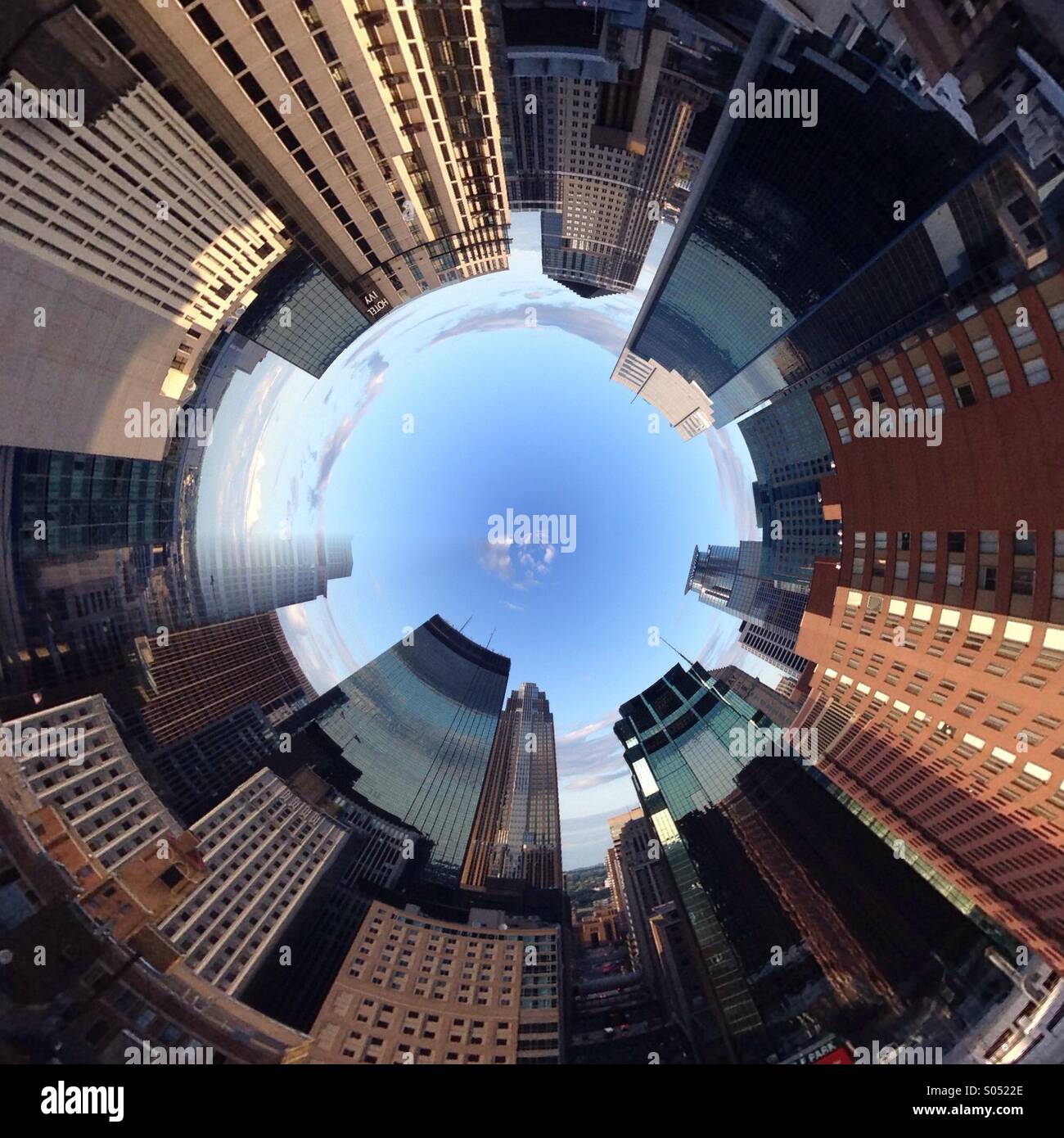 Minneapolis skyline creating a rabbit hole effect Stock Photo