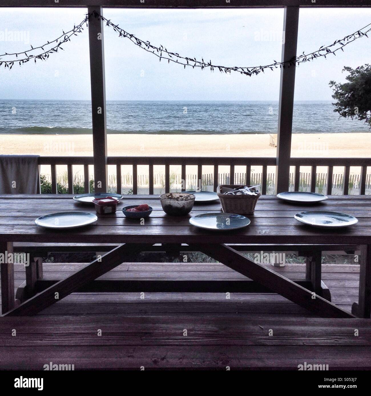 Beach Dinner Stock Photo