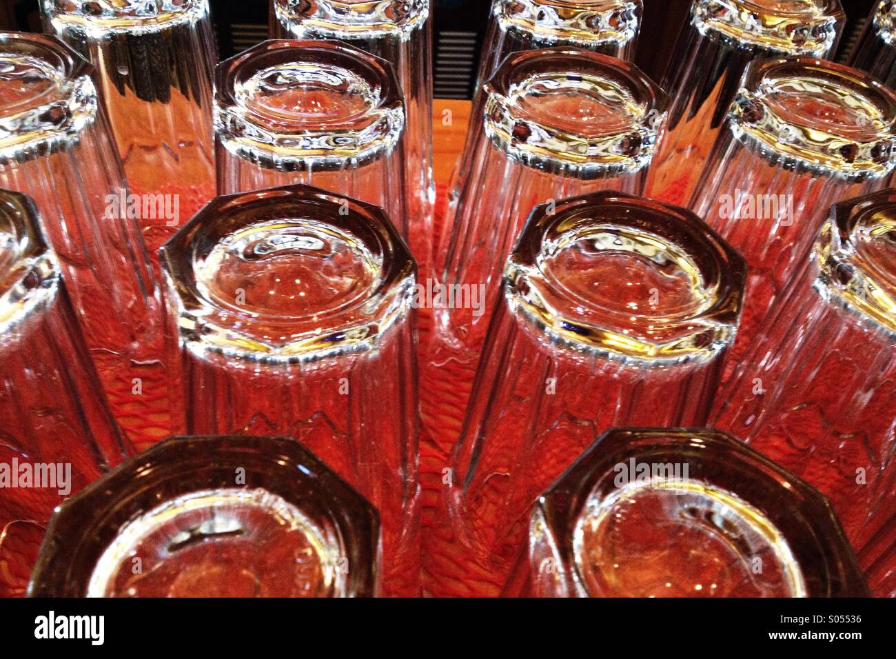 Bar glasses bottoms up Stock Photo Alamy