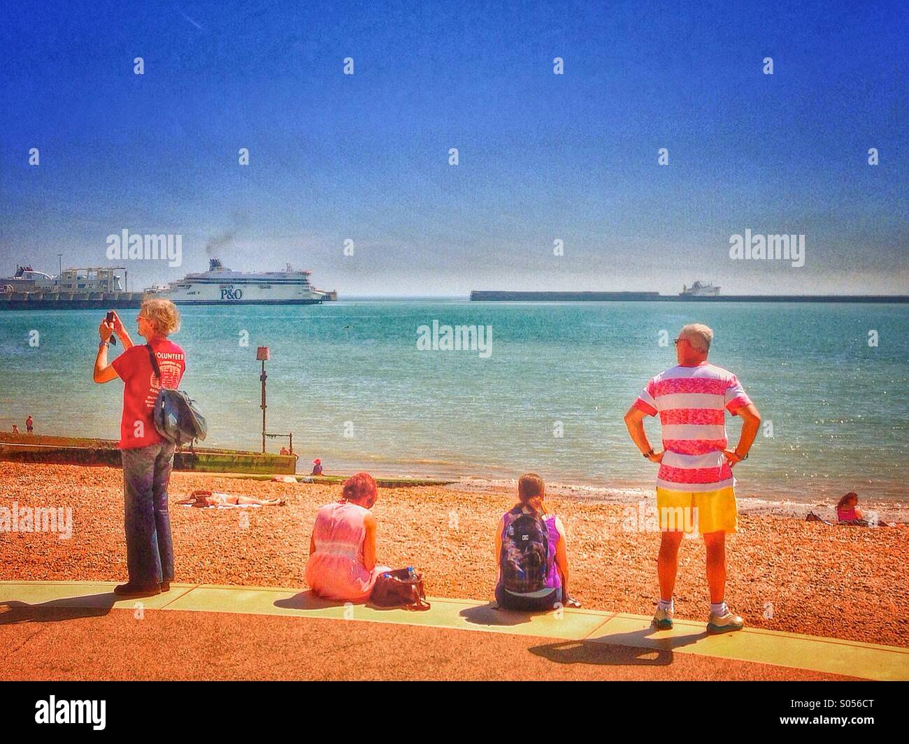 25 degrees on the beach at Dover - Smartphone Captured Stock Image