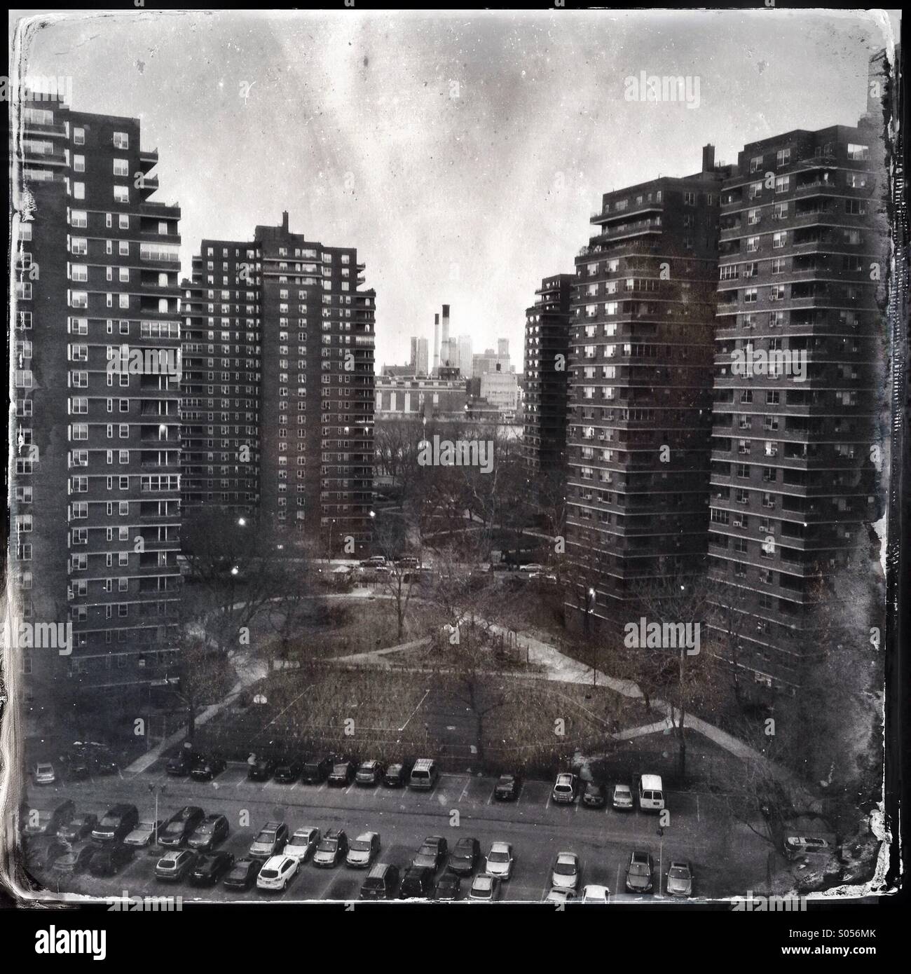 Projects in the Lower East Side of Manhattan, view from the Williamsburg Bridge - Smartphone Captured Stock Image