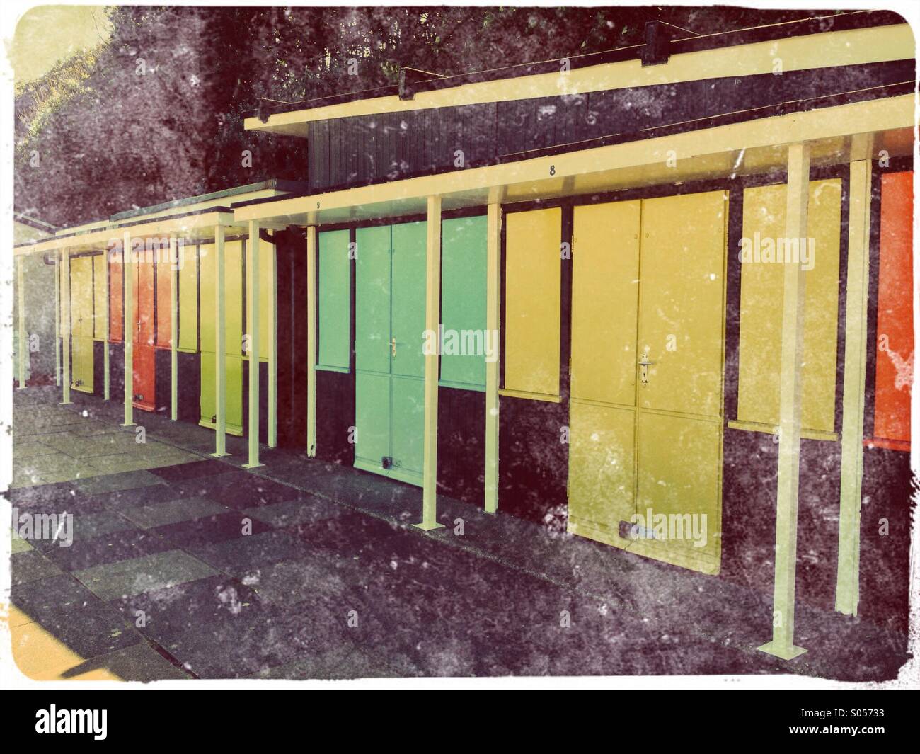 Colourful beach huts - Smartphone Captured Stock Image