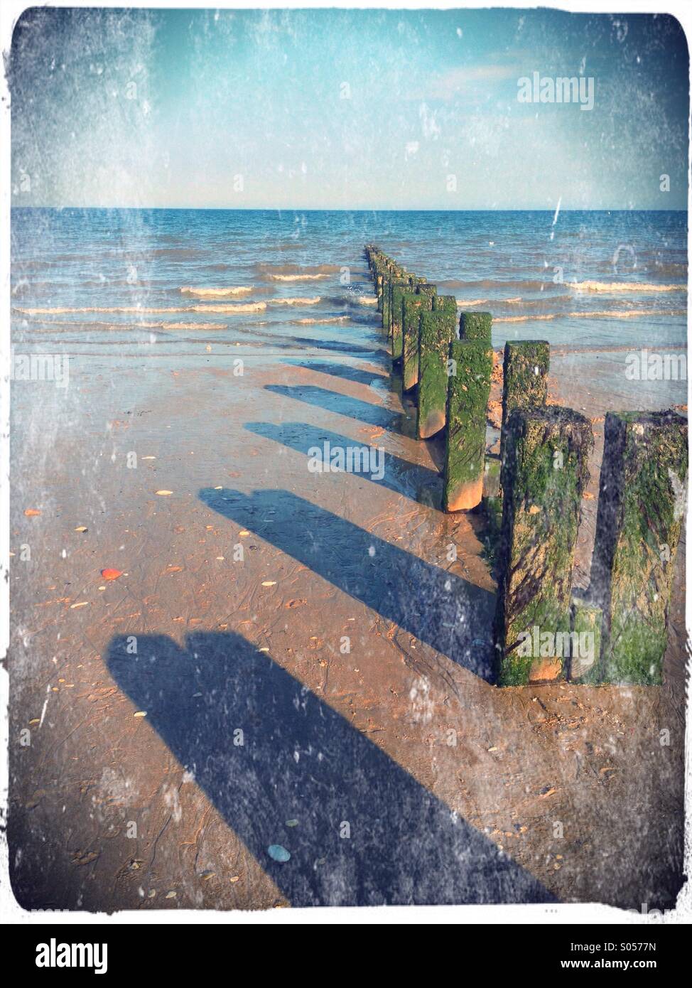 Groynes going out to sea - Smartphone Captured Stock Image