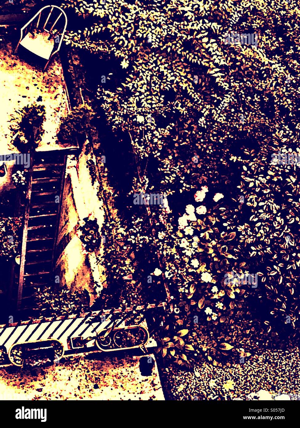 Atmospheric split level terrace viewed from above - Smartphone Captured Stock Image