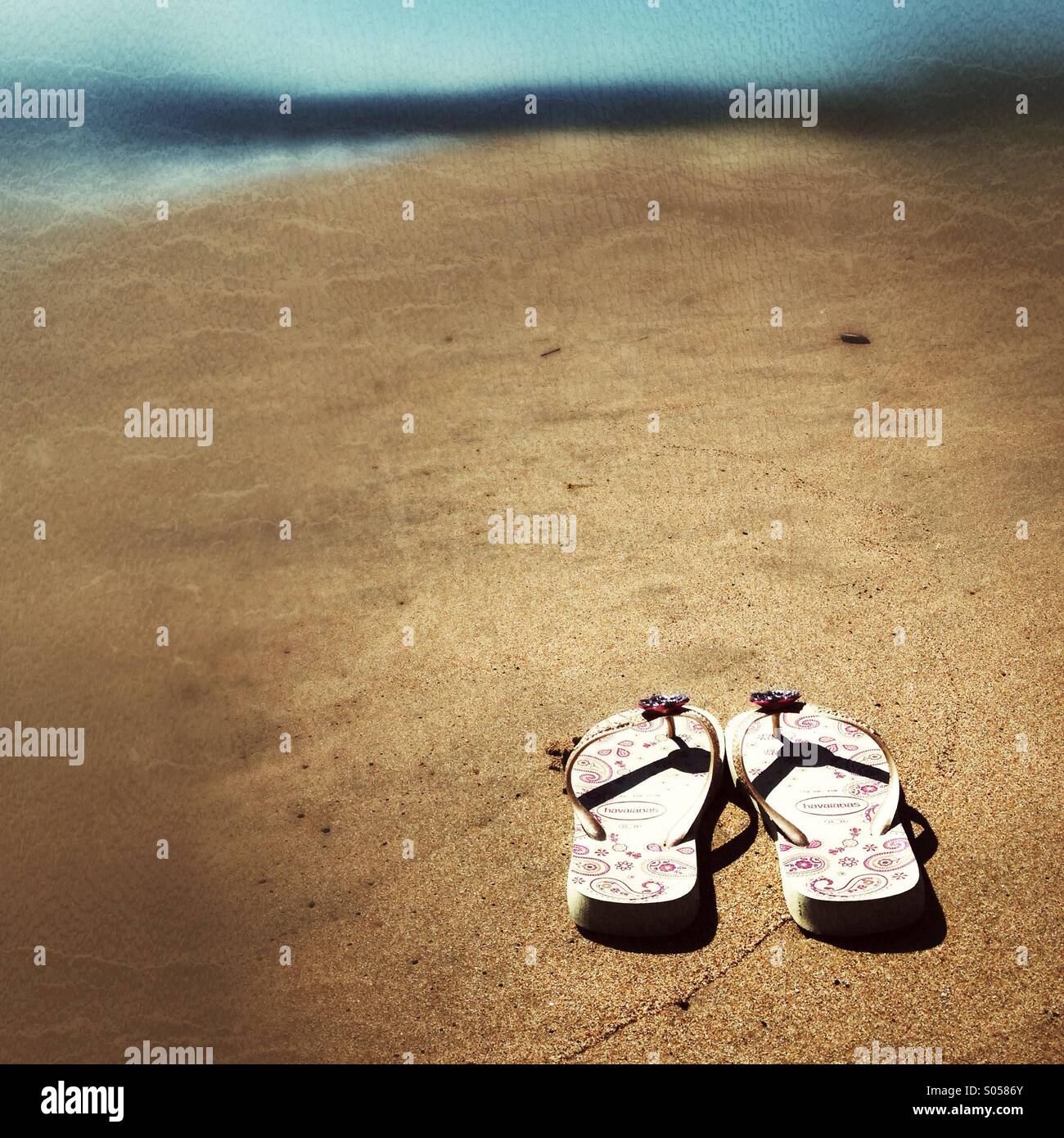 Sandals on the beach - Smartphone Captured Stock Image
