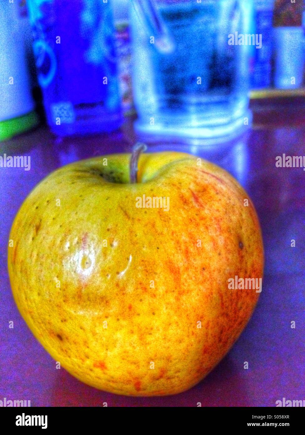 Captured this apple at our table.Love apples. Stock Photo