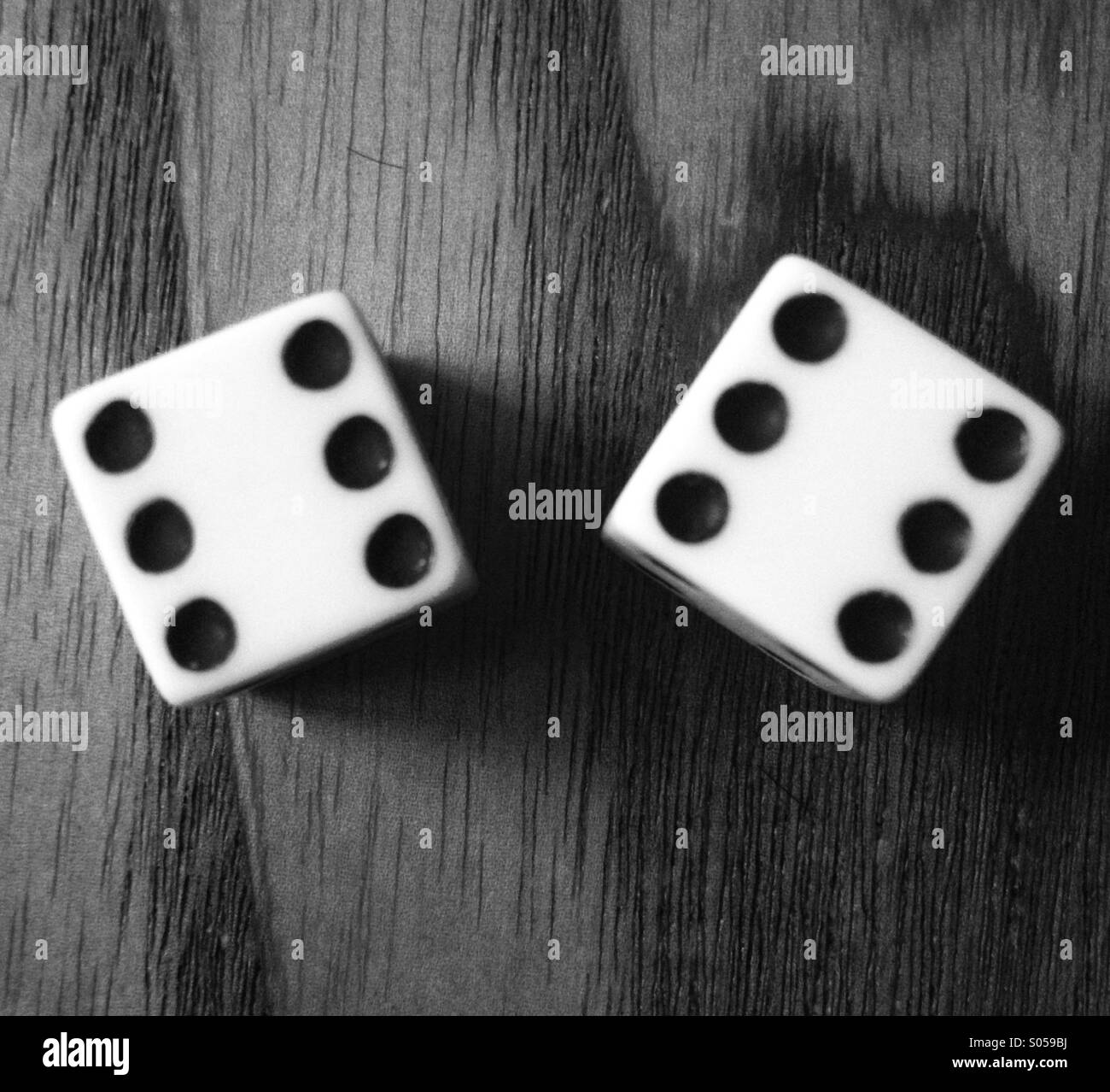 Two dice with double six showing - Smartphone Captured Stock Image