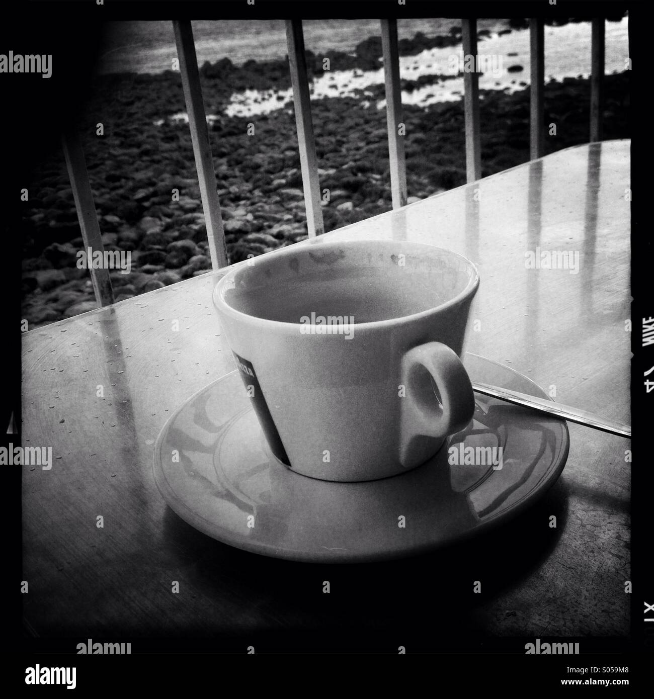 Empty coffee cup at The Beach Shack, Steephill Cove on the Isle of Wight - Smartphone Captured Stock Image