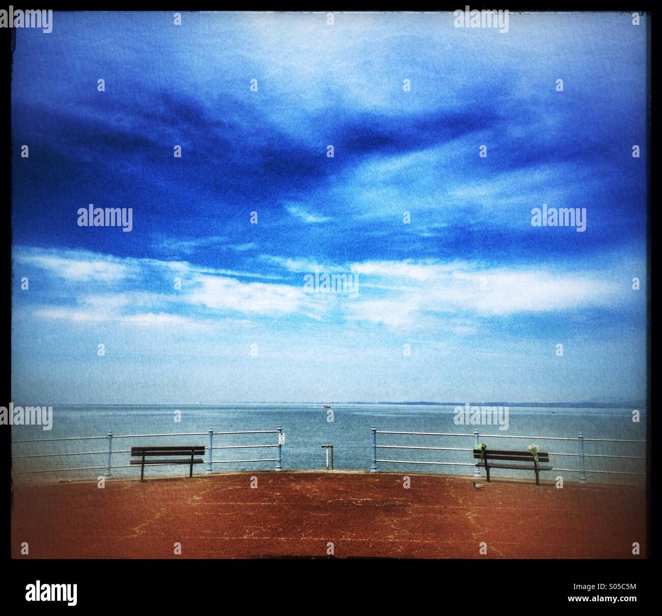 Benches on Morecambe seafront - Smartphone Captured Stock Image