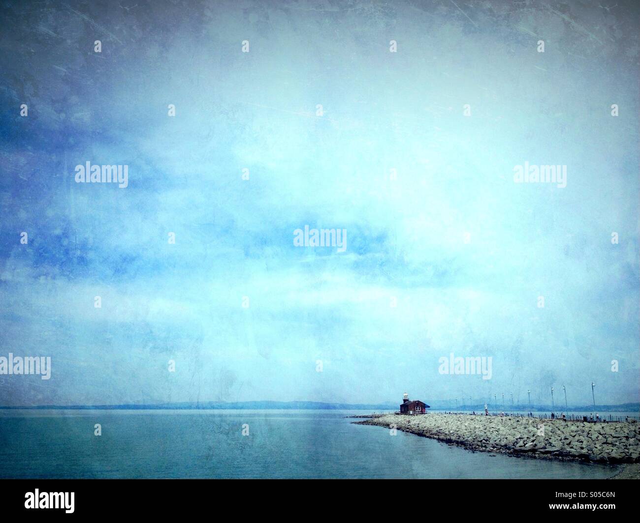 Stone jetty at Morecambe - Smartphone Captured Stock Image