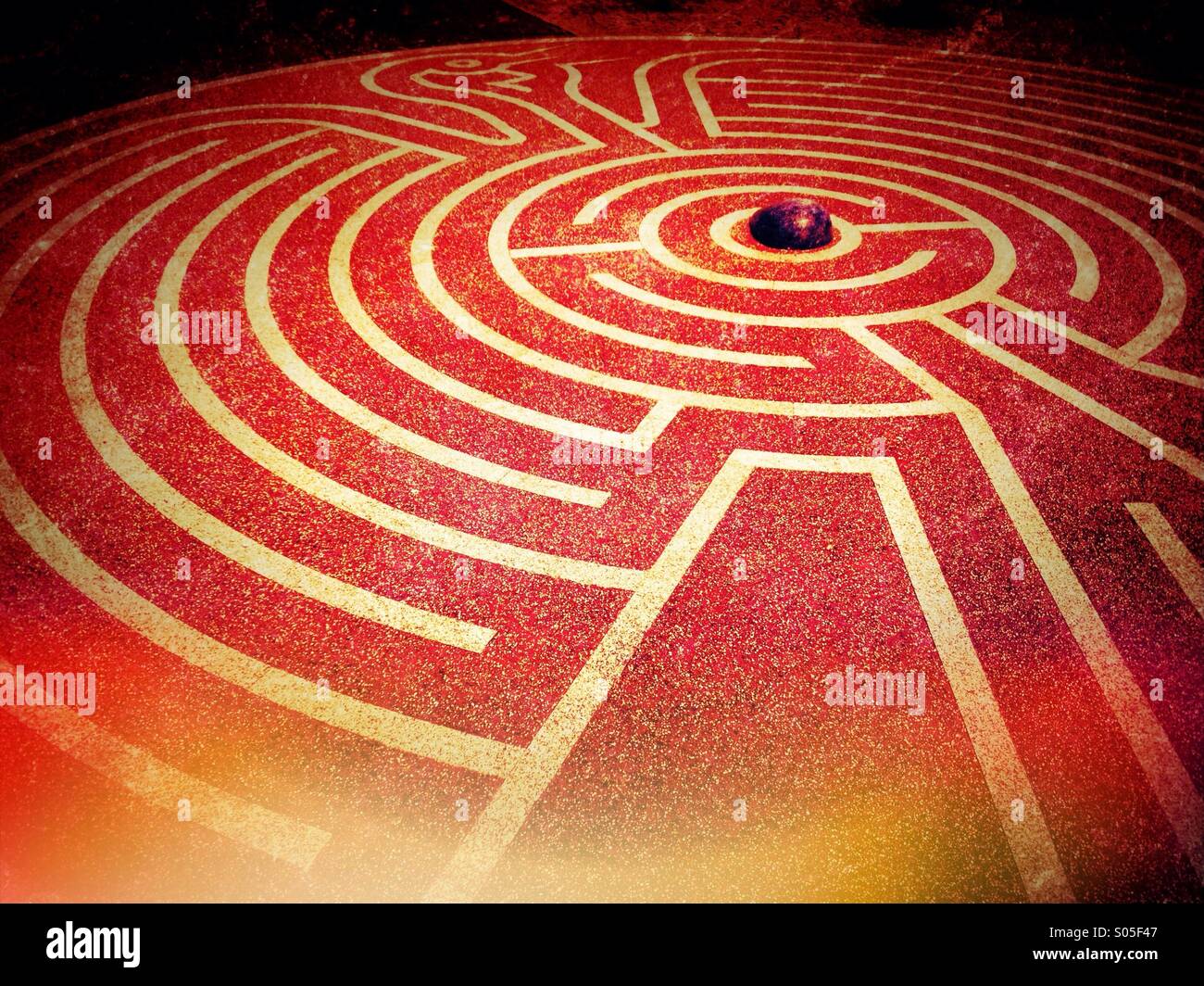 Phoenix labyrinth on Morecambe Stone Jetty - Smartphone Captured Stock Image