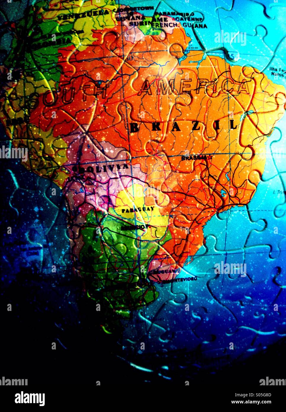 Map of Brazil in jigsaw pieces Stock Photo