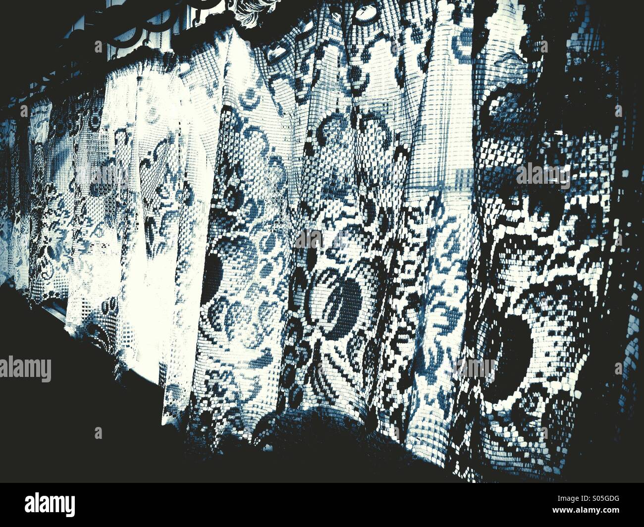 Lace curtain window - Smartphone Captured Stock Image