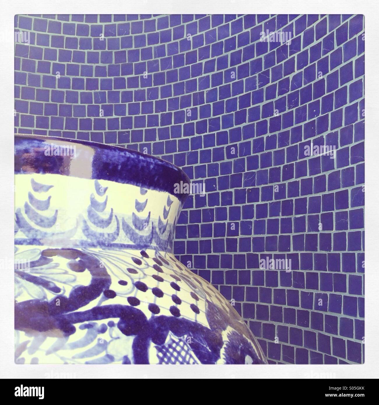 Blue tile design Stock Photo