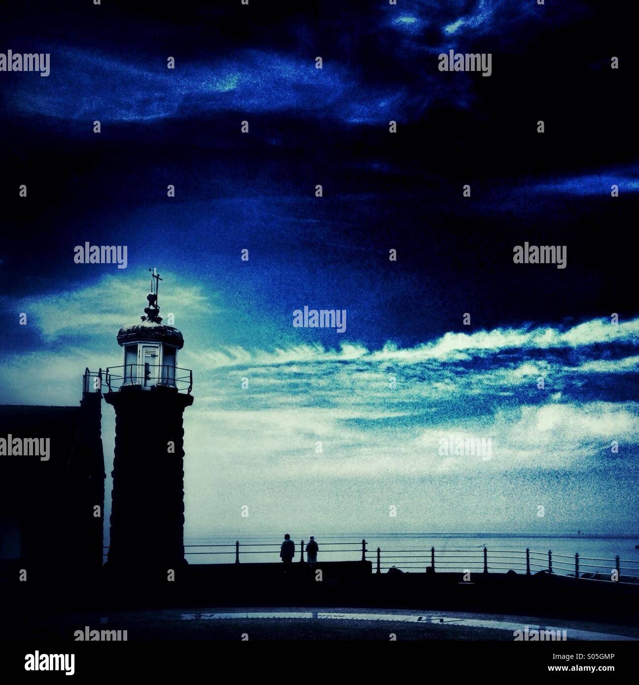 Old lighthouse on Stone Jetty at Morecambe - Smartphone Captured Stock Image
