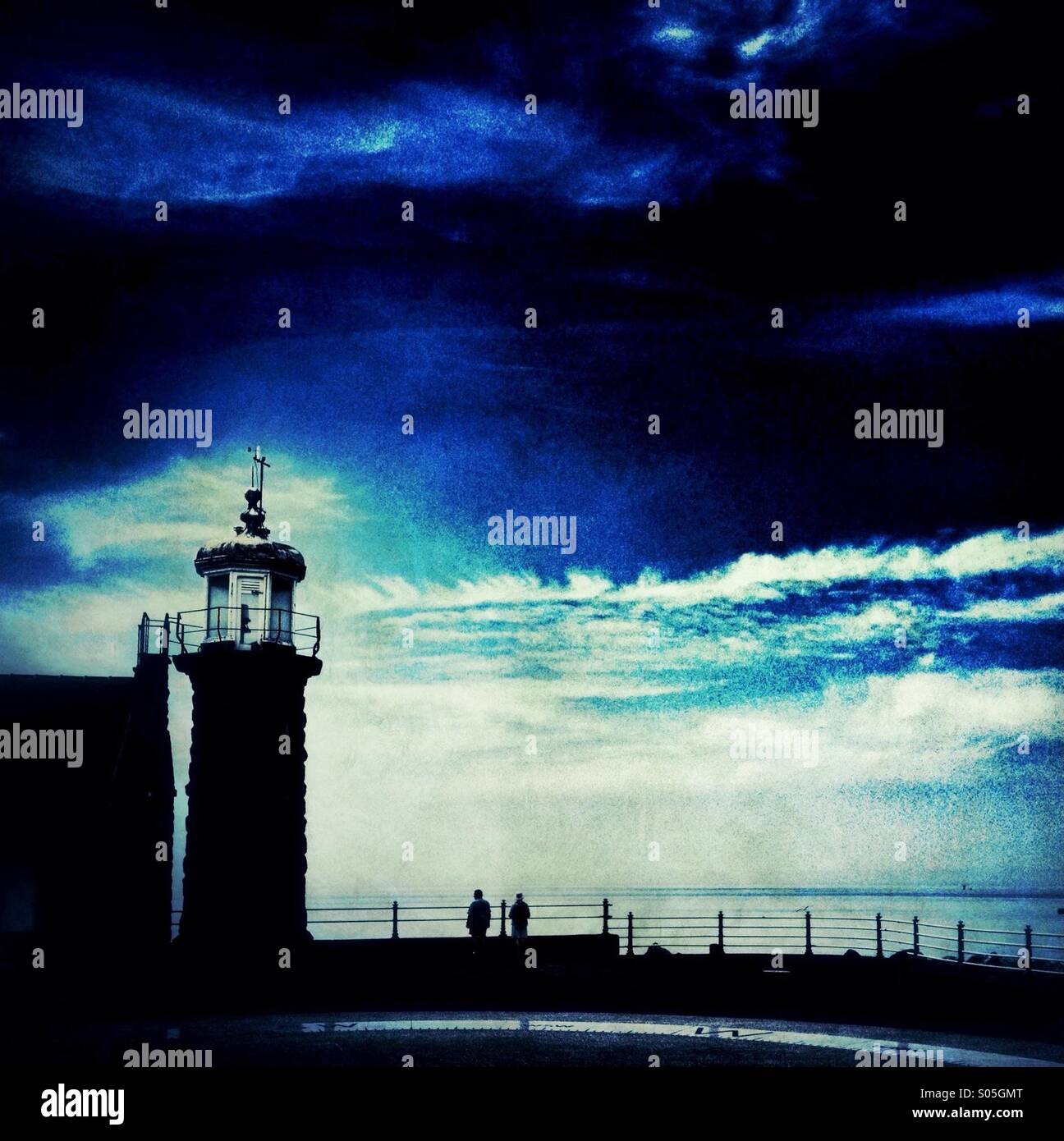 Old lighthouse on Stone Jetty at Morecambe - Smartphone Captured Stock Image