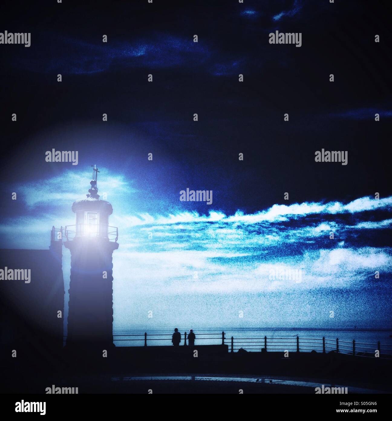 Old lighthouse on Stone Jetty in Morecambe - Smartphone Captured Stock Image