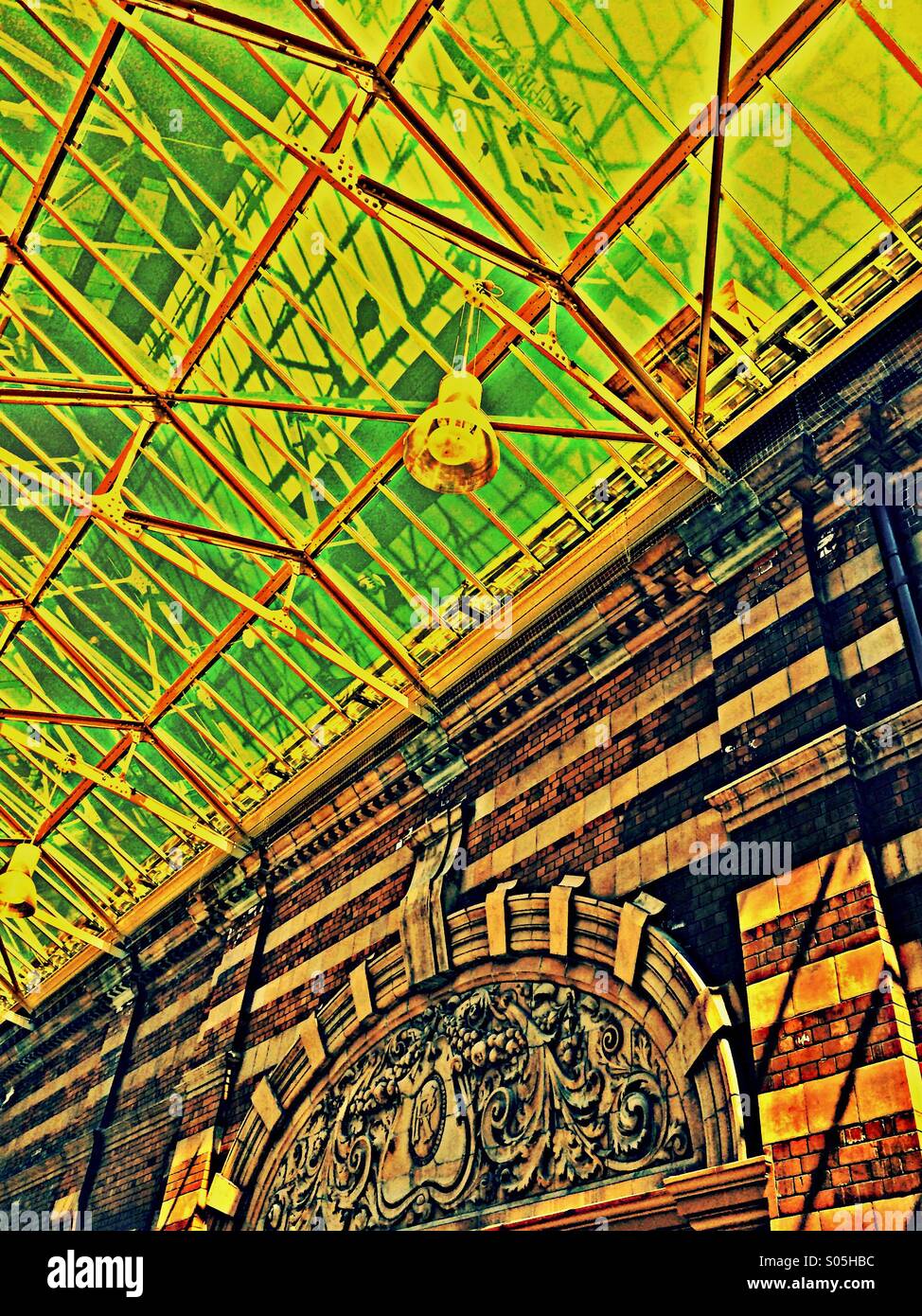 Contrasting old and new architecture at Nottingham railway station - Smartphone Captured Stock Image