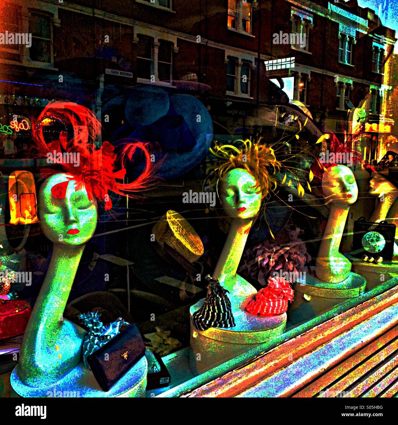 Mannequin heads and reflection - Smartphone Captured Stock Image