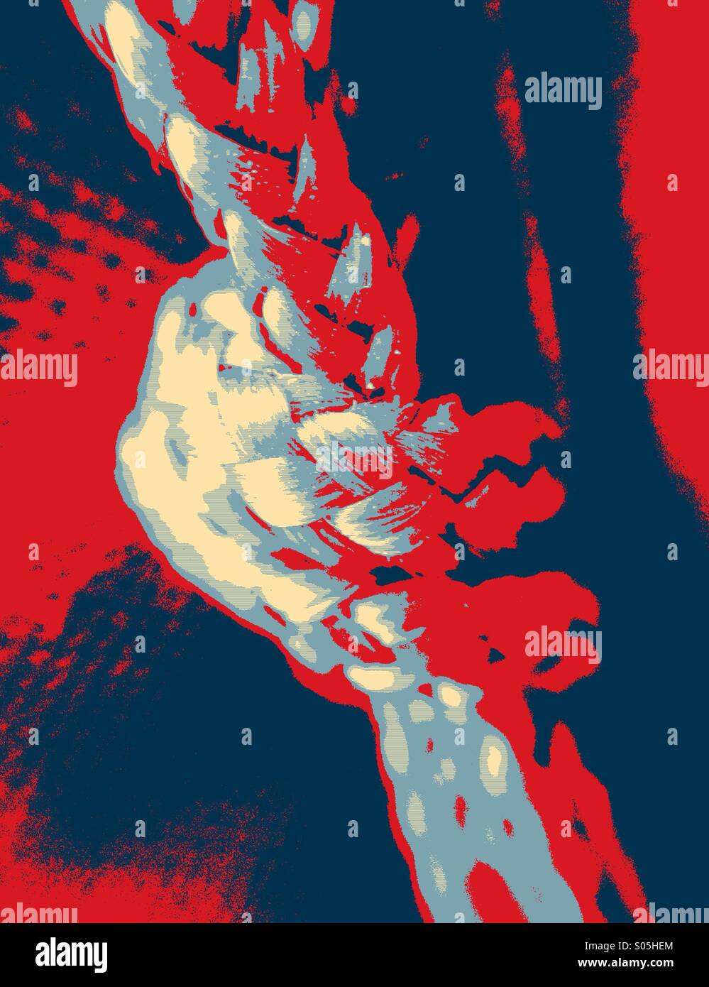 Pop art style photo of knot in rope - Smartphone Captured Stock Image