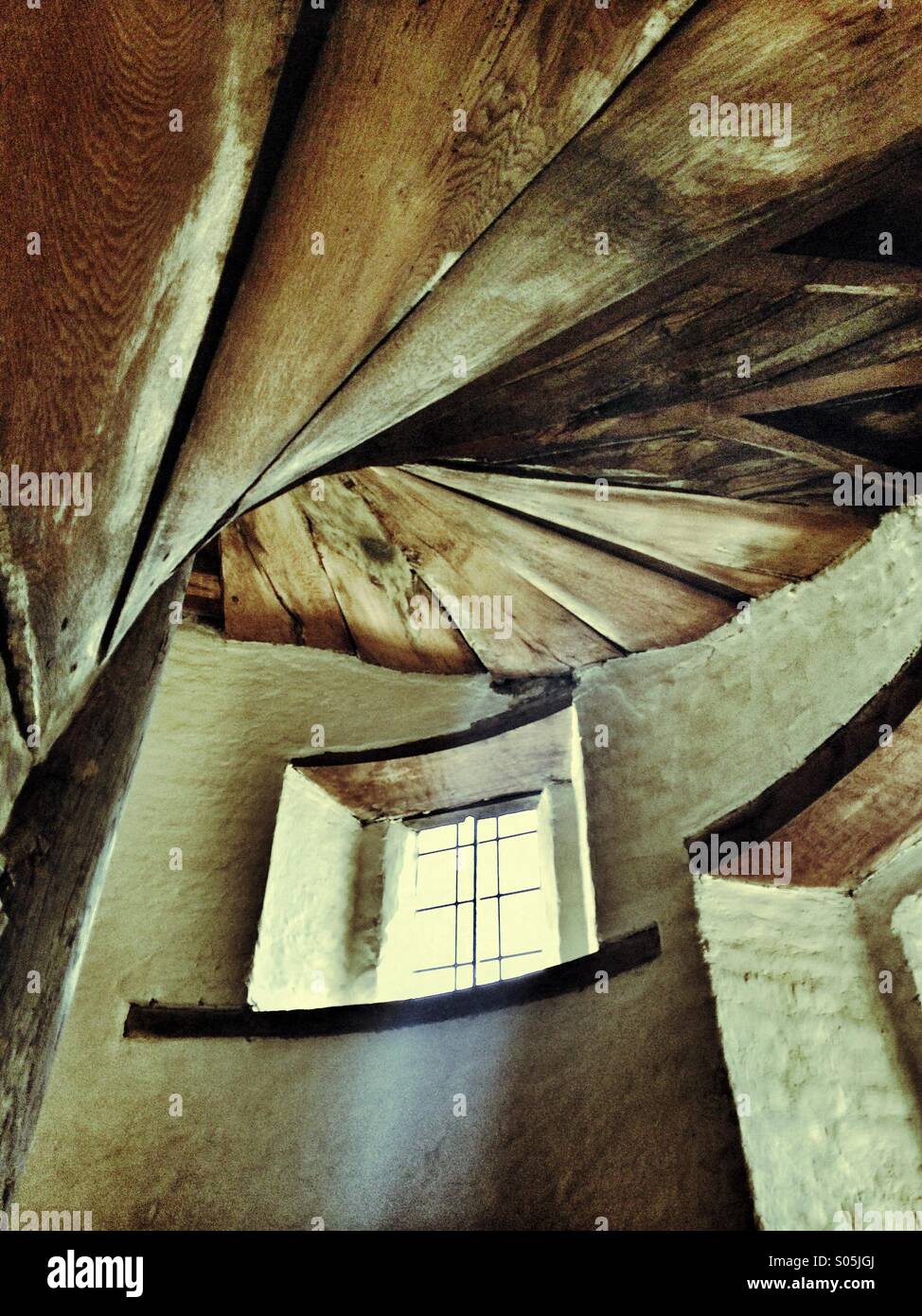 A beautiful window and staircase in a Tudor House - Smartphone Captured Stock Image
