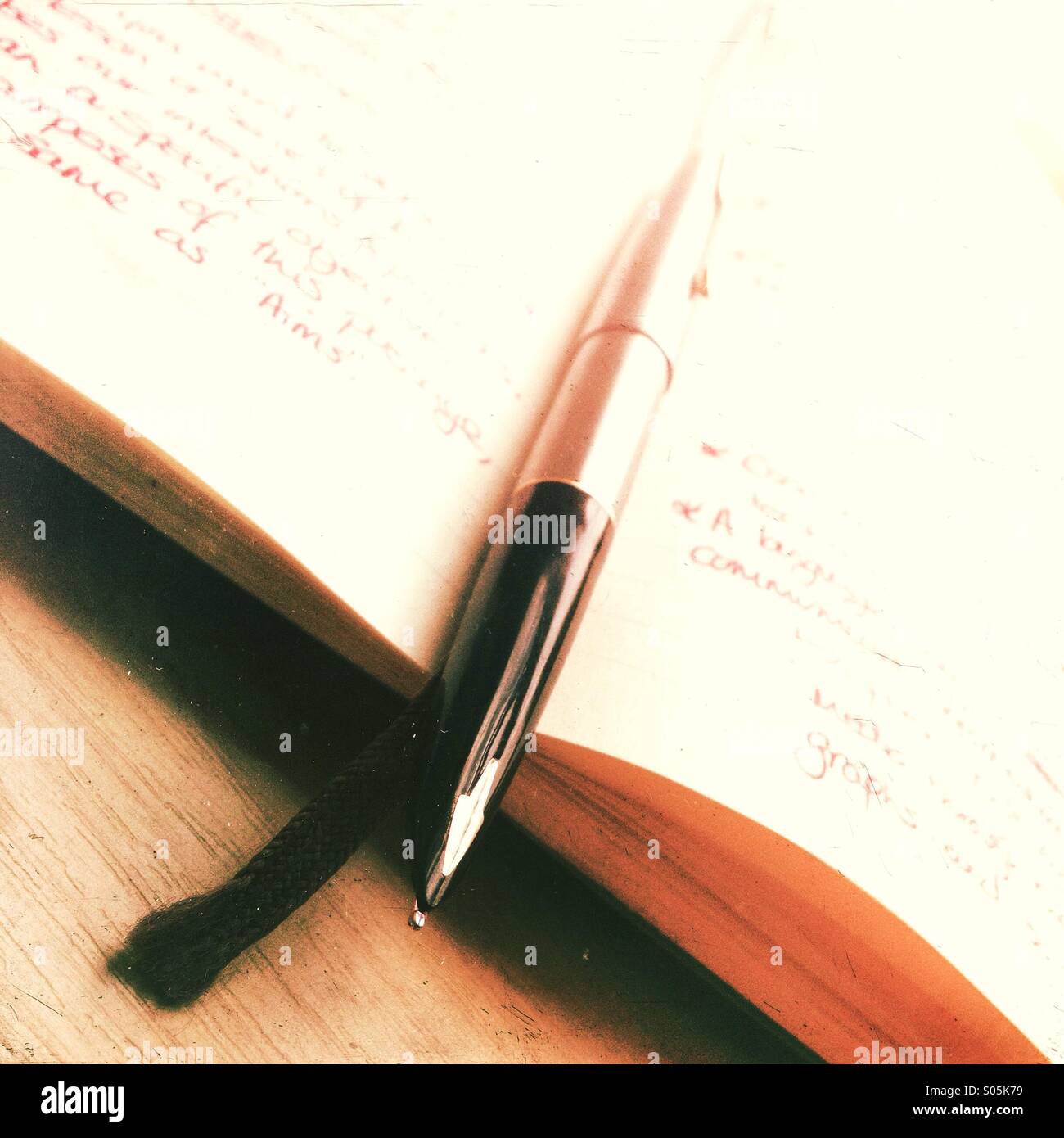 Fountain pen and notebook Stock Photo Alamy