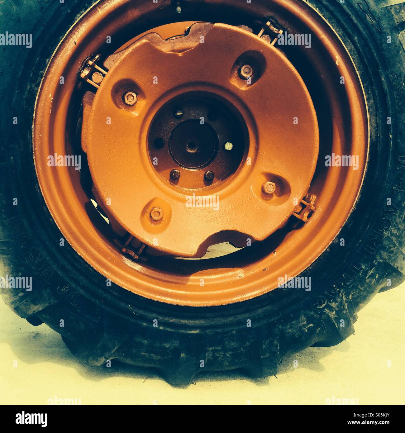 An old tractor wheel Stock Photo Alamy