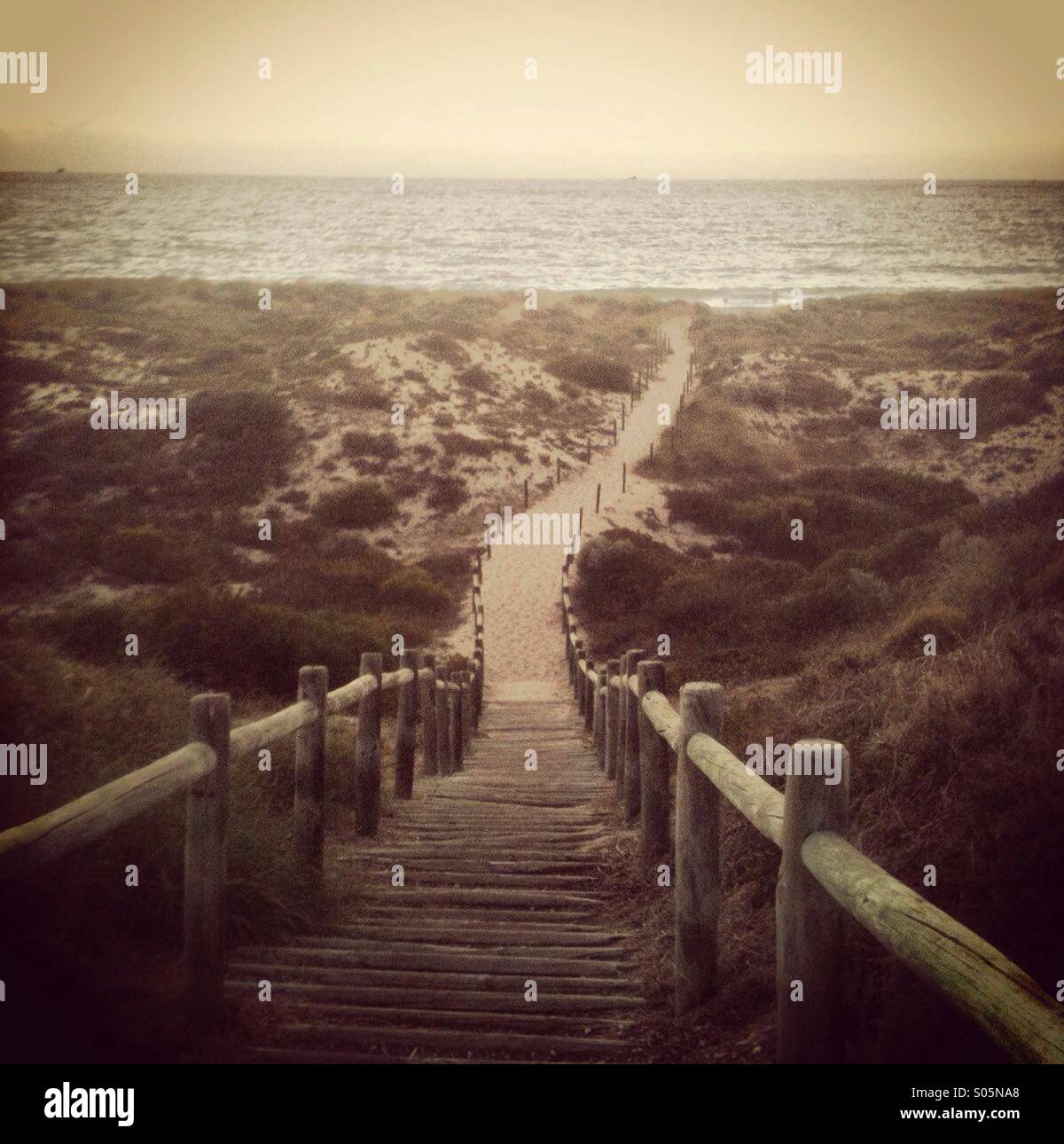 Path leading down to Scarborough Beach, Perth, Western Australia - Smartphone Captured Stock Image