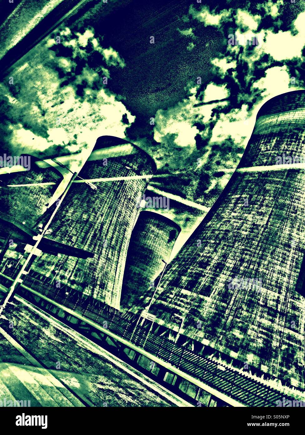 Power station from passing train - Smartphone Captured Stock Image