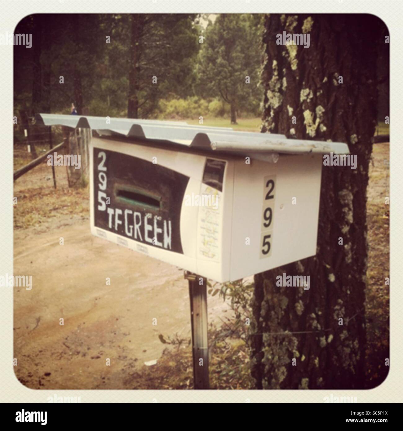 Post Box Outback Microwave used as a postbox in New South Wales outback, Australia Stock ...