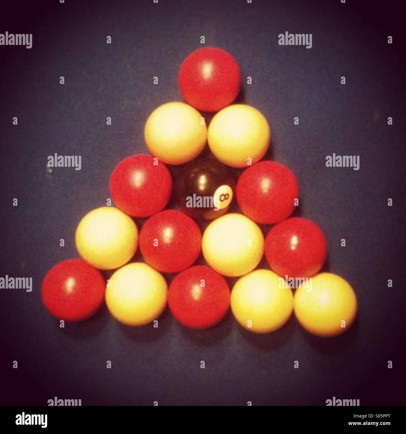 Pool balls in a triangle Stock Photo Alamy