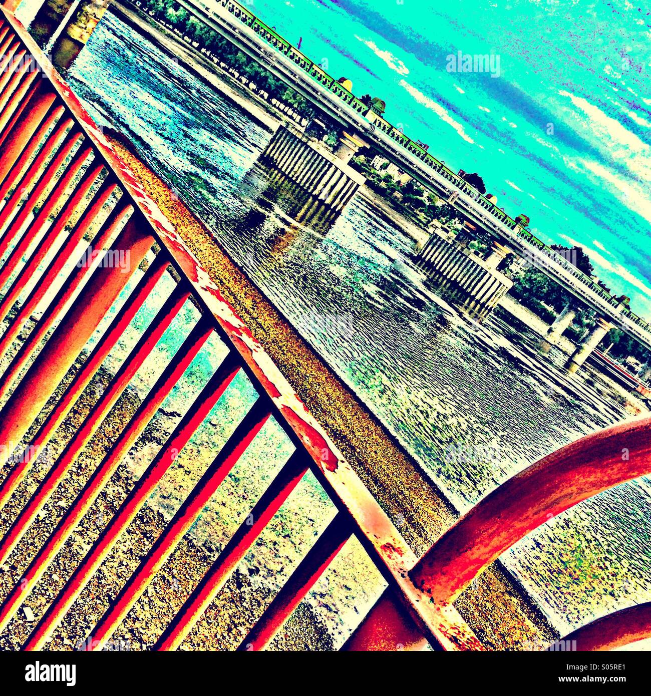 Fulham railway bridge & river Thames - Smartphone Captured Stock Image