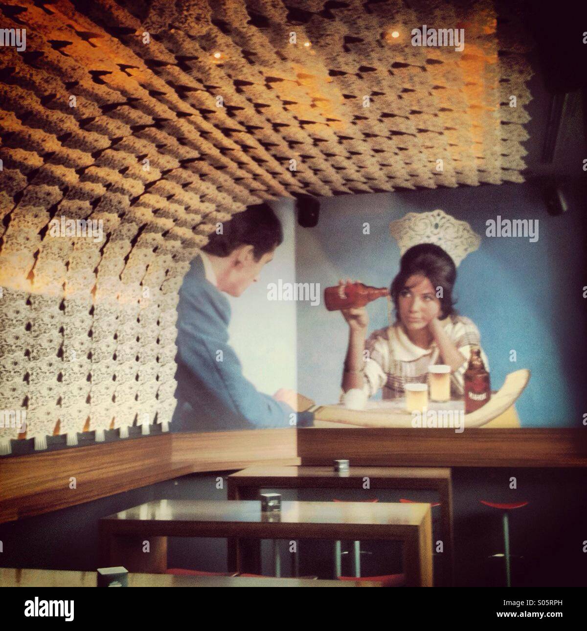 Inside Estado Puro tapas bar in Madrid, Spain - Smartphone Captured Stock Image