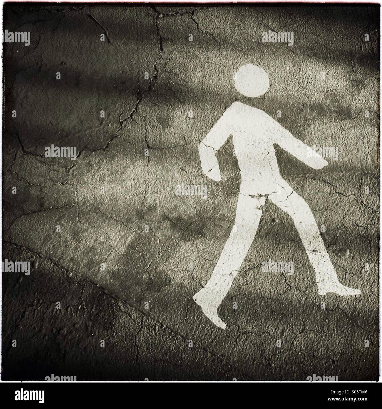Pedestrian sign on asphalt - Smartphone Captured Stock Image
