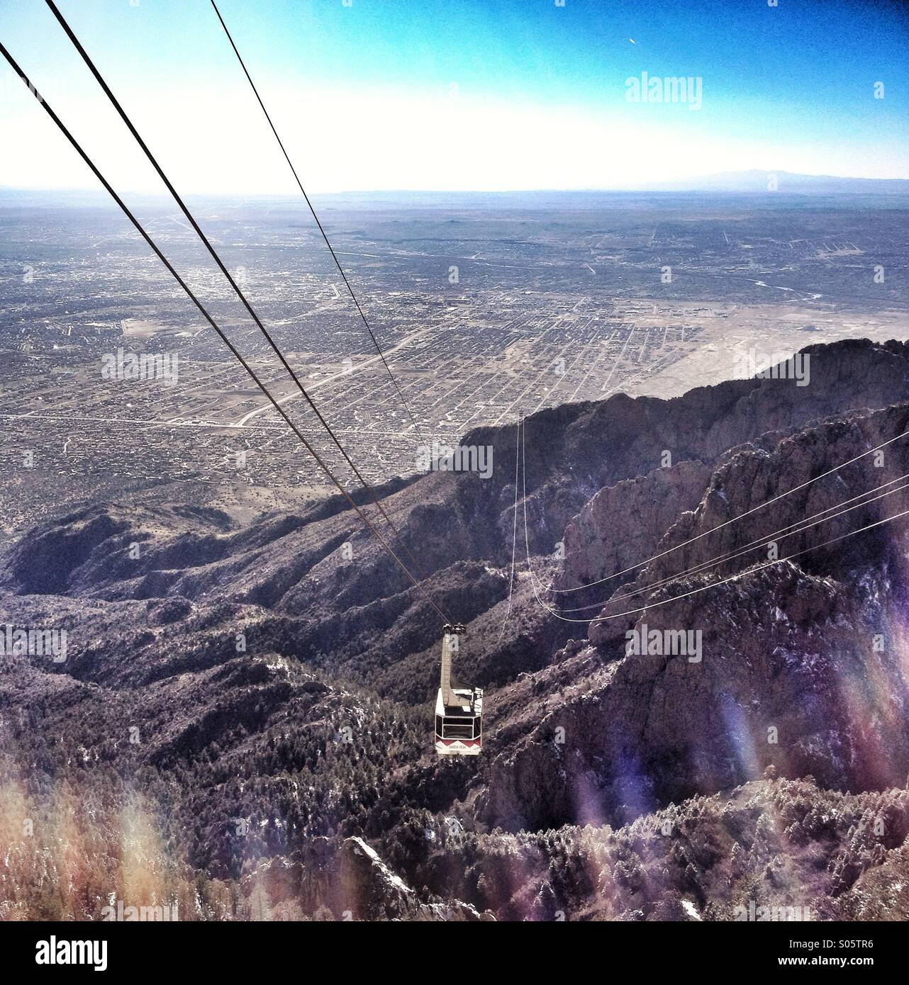 View of Albuquerque from the top of the Sandia Mountains. Stock Photo