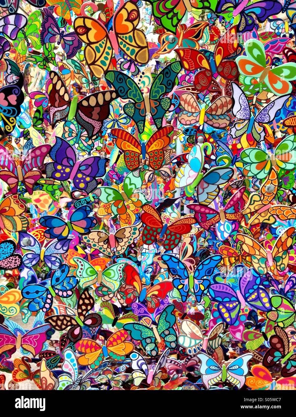 Wallpaper pattern of colorful butterflies Stock Photo