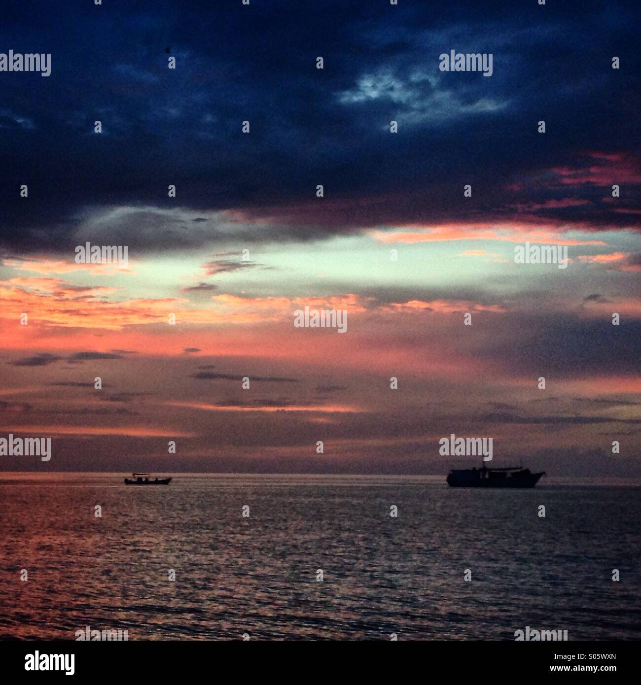 Sunset in Holbox island, Quintana Roo, Yucatan peninsula, Mexico - Smartphone Captured Stock Image