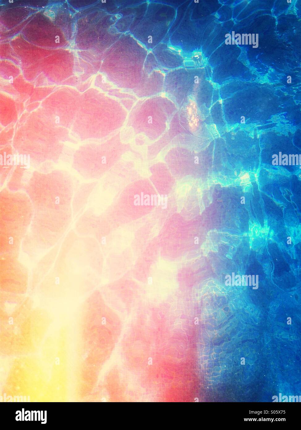 Coloured reflected on pool water - Smartphone Captured Stock Image