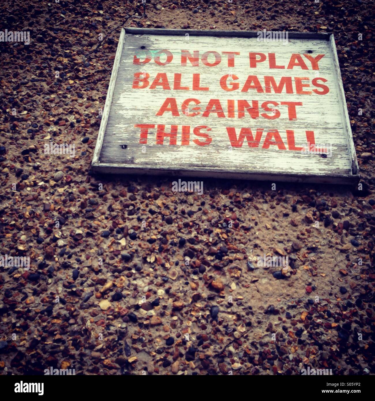 Old street sign in South East London - No ball games Stock Photo
