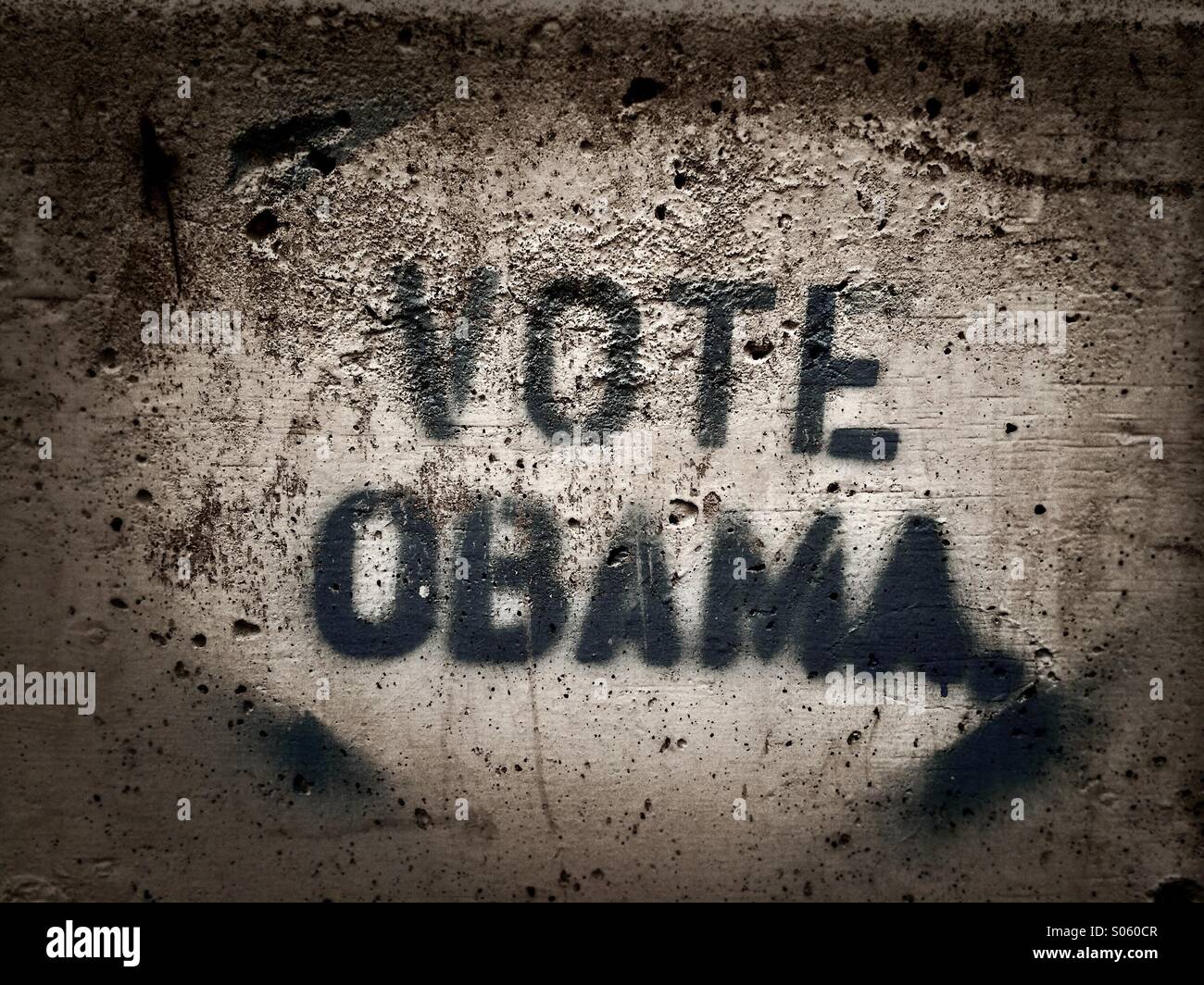 Vote Obama political graffiti in Jacksonville, , USA. - Smartphone Captured Stock Image
