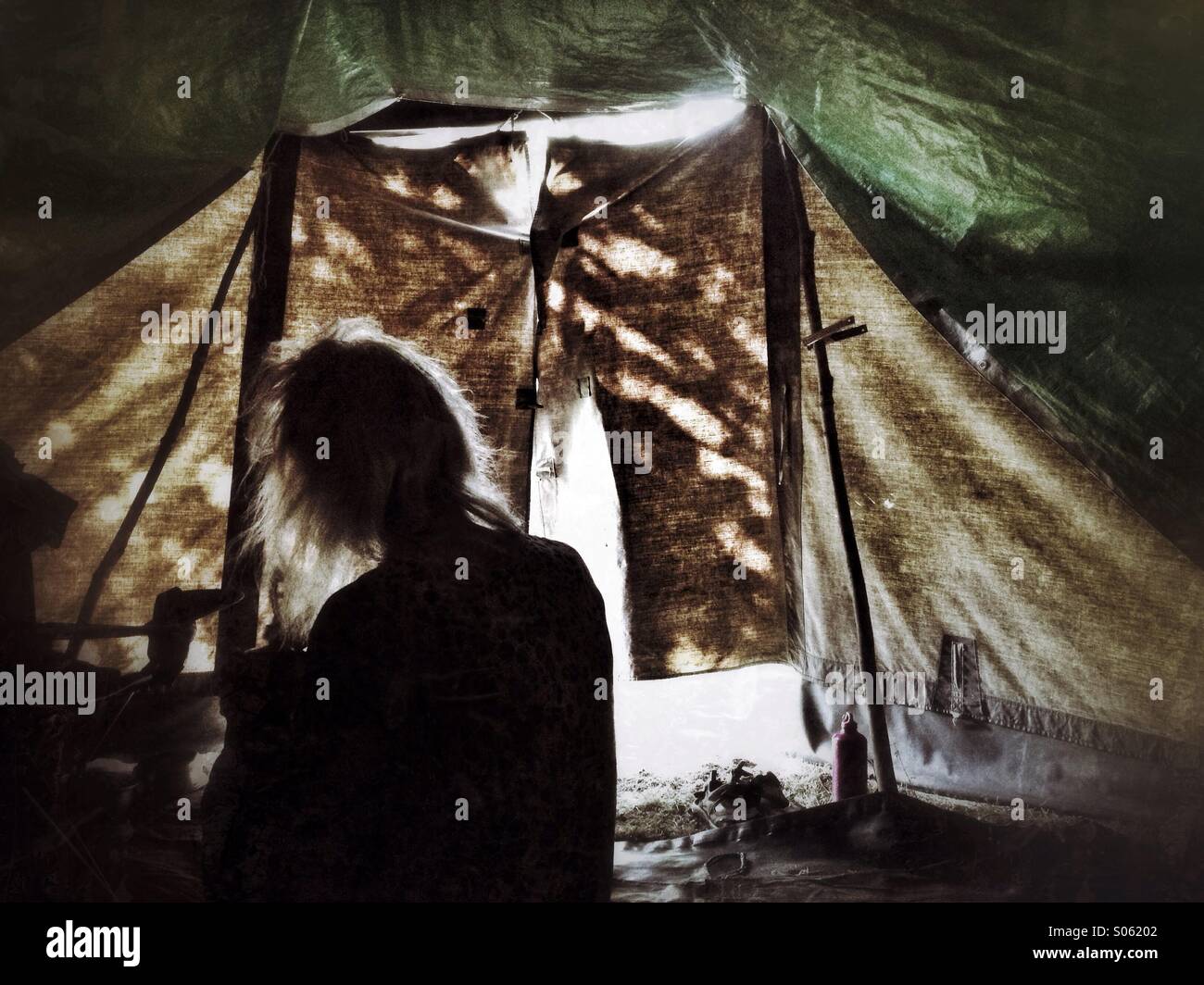 Inside the tent - Smartphone Captured Stock Image