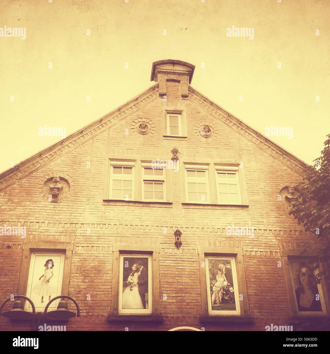 Old brickwall building.retro style postprocessing - Smartphone Captured Stock Image